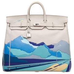 1stdibs Exclusive Hermès HAC 50cm Endless Roads Gris Perle Multi Leather