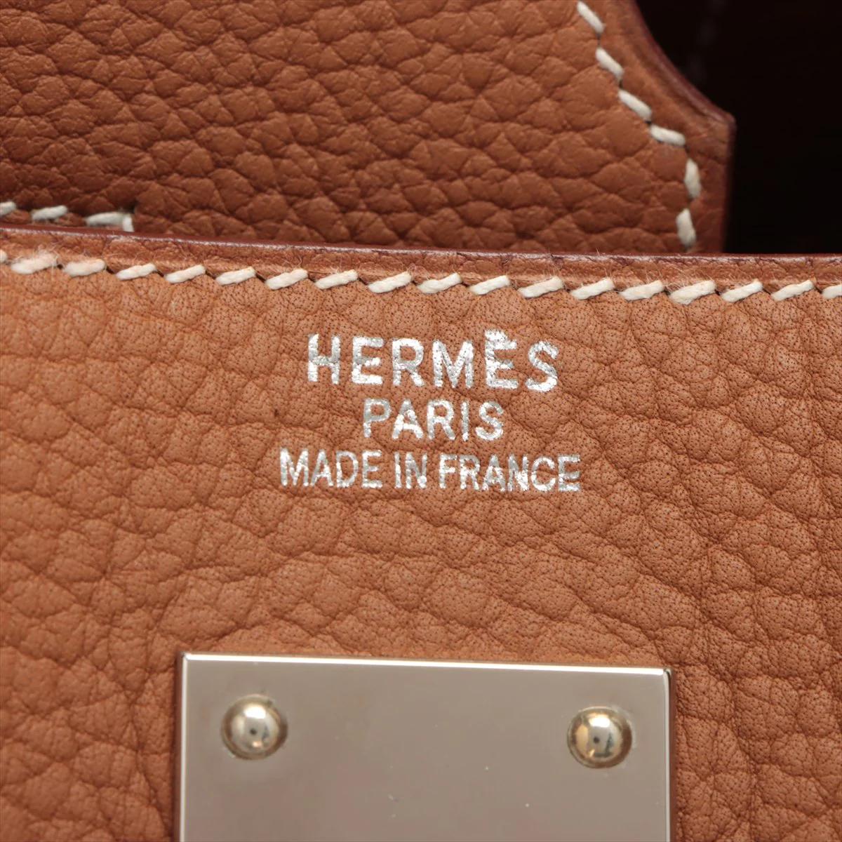 Hermes Hac 50cm Gold Fjord Leather Palladium Hardware For Sale 4
