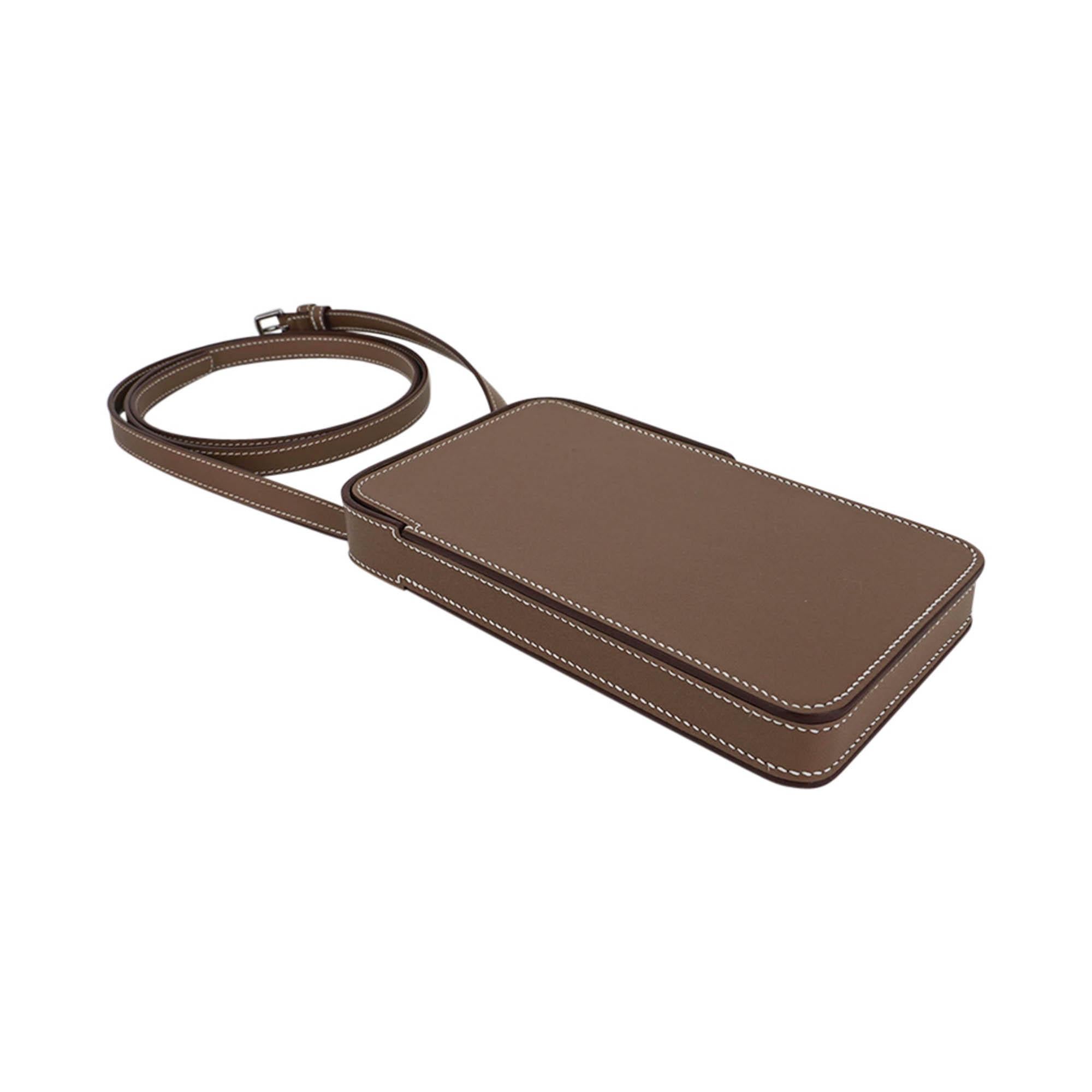 Hermes Hac A Box Limited Edition Phone Case Etoupe Tadelakt Leather Palladium   For Sale 5