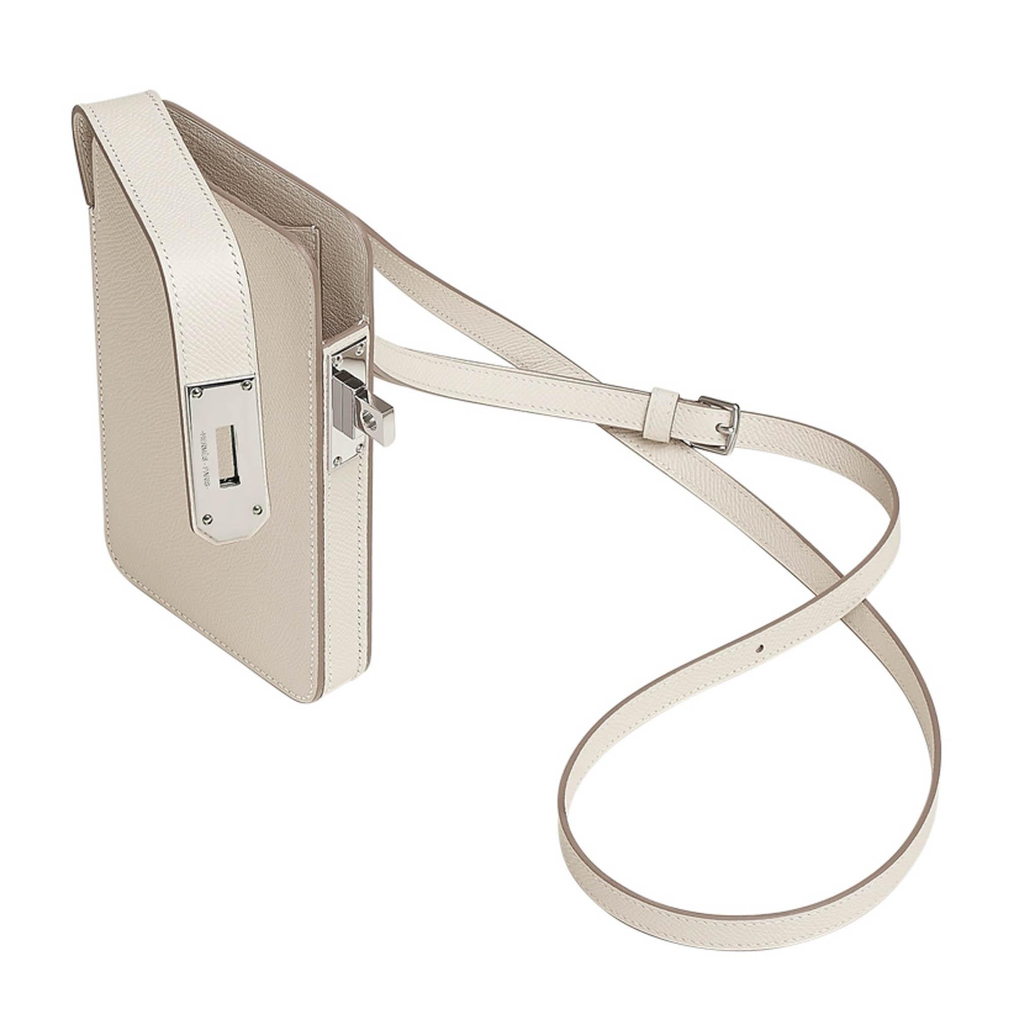 Women's or Men's Hermes Hac A Box Limited Edition Phone Case Craie Epsom Leather Palladium For Sale