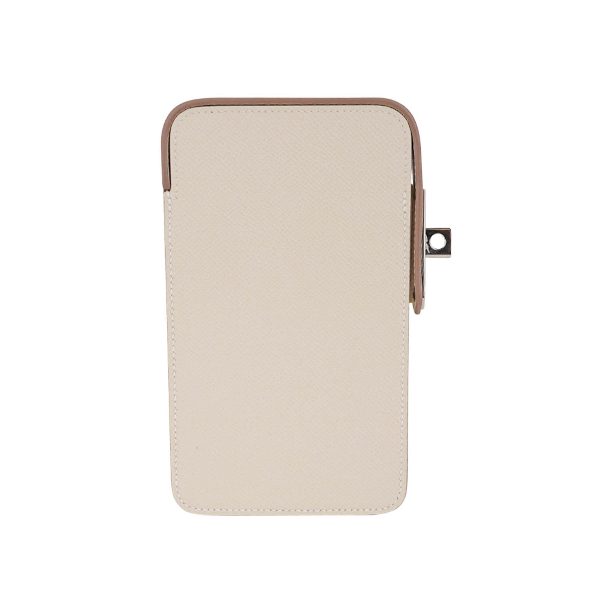 Hermes Hac A Box Limited Edition Phone Case Craie Epsom Leather Palladium For Sale 1