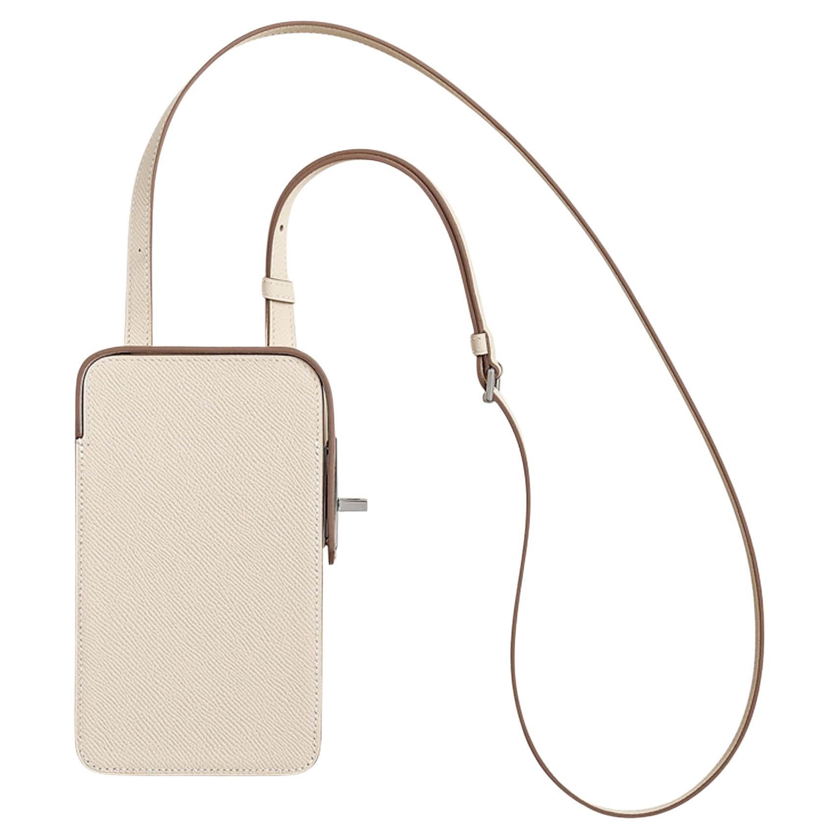 Hermes Hac A Box Limited Edition Phone Case Craie Epsom Leather Palladium For Sale