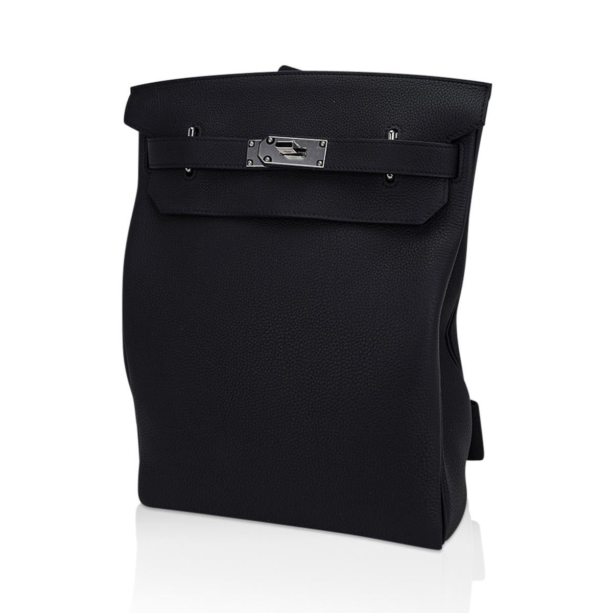 Hermes Hac a Dos GM Backpack Men's Bag Black Togo Palladium Hardware 1