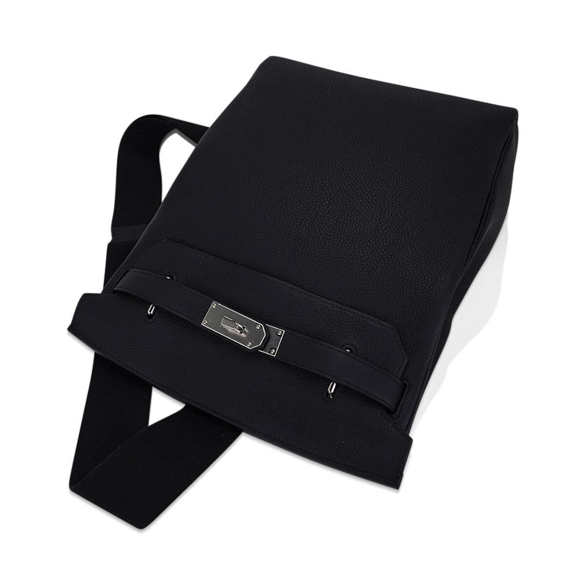Hermes Hac a Dos GM Backpack Men's Bag Black Togo Palladium Hardware 3