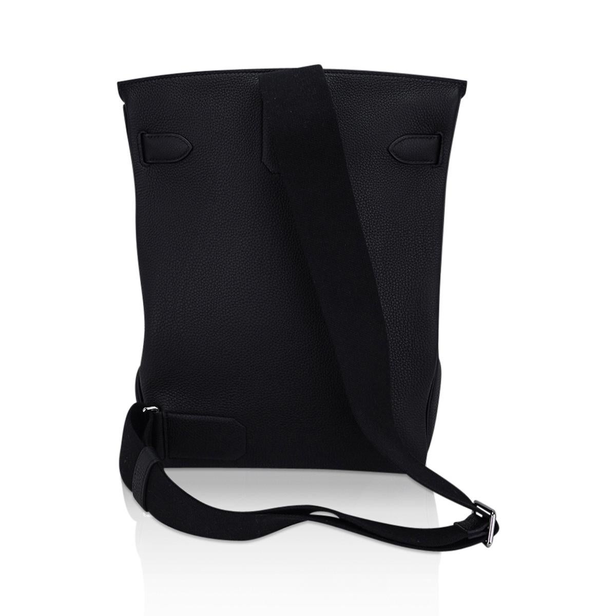 Hermes Hac a Dos GM Backpack Men's Bag Black Togo Palladium Hardware 5