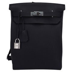 Hermès - Sac à dos pour homme Hac a Dos GM en cuir togo noir avec accessoires en palladium