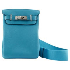 MOCHILA HERMÈS 'HAC A DOS' PM AZUL DU NORD Piel de topo con herrajes paladio