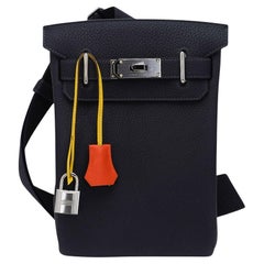 Hermes Hac a Dos PM Backpack Caban Tricolor Togo Leather with Palladium Hardware