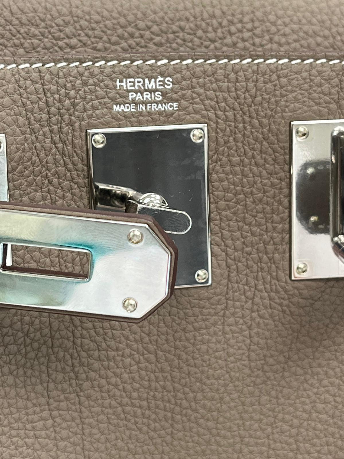 Hermes HAC A Dos PM Zaino Etoupe Togo Pelle Palladium Hardware in vendita 14