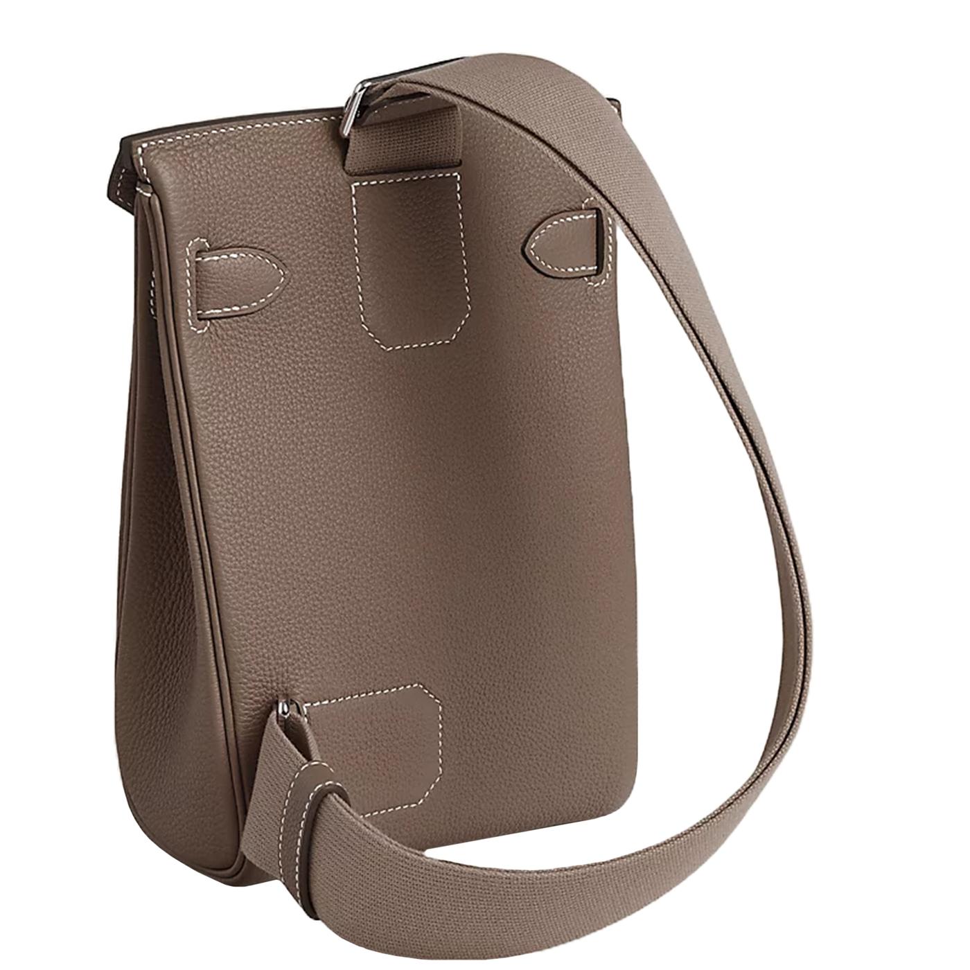 Gris Hermes HAC A Dos PM Sac à dos Etoupe Togo Cuir Palladium Hardware en vente