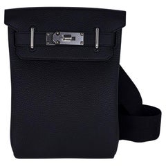Hermes Hac a Dos PM Backpack Men's Bag Black Togo Palladium Hardware