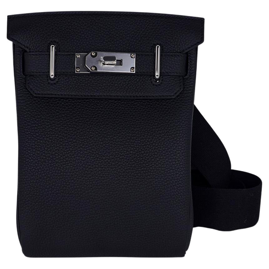 Hermes Hac a Dos PM Backpack Men's Bag Black Togo Palladium Hardware For Sale