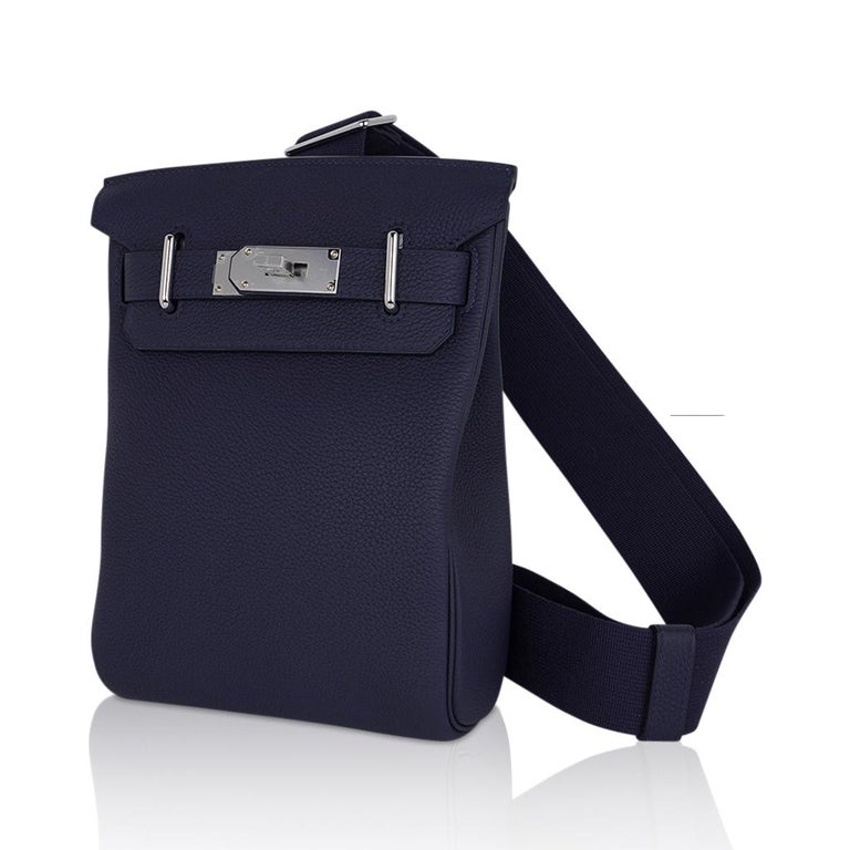 Hermes Hac a Dos PM Backpack Men's Bag Bleu Nuit Togo Palladium ...