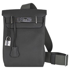 Hermes Hac a Dos PM Backpack Men's Bag Vert de Gris Togo Palladium Hardware