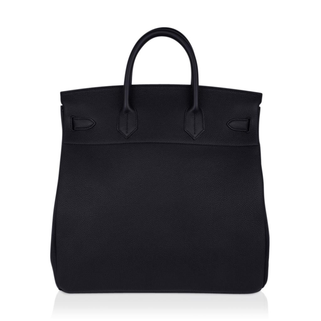 Hermes Hac Birkin 40 Bag Black Palladium Hardware Togo Leather For Sale 3