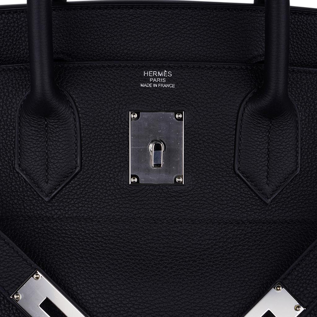 Hermes Hac Birkin 40 Bag Black Palladium Hardware Togo Leather For Sale 4