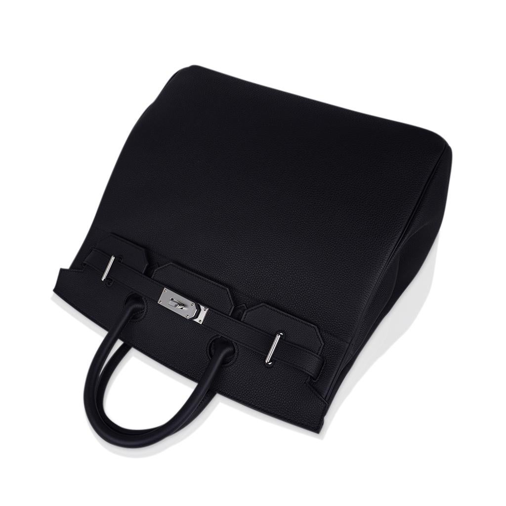 Hermes Hac Birkin 40 Bag Black Palladium Hardware Togo Leather For Sale 1
