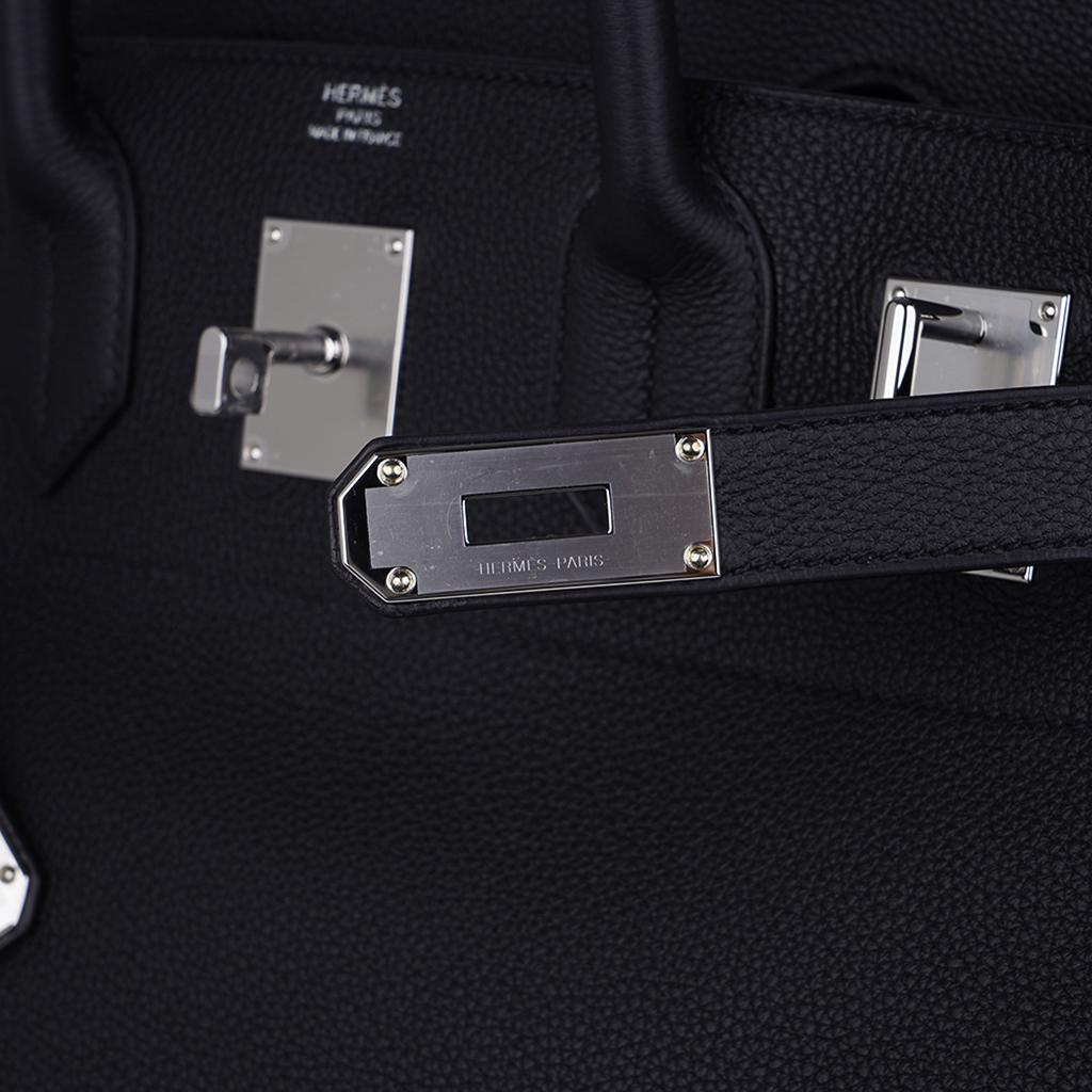 Hermes Hac Birkin 40 Sac Noir Palladium Hardware Togo Leather en vente 4