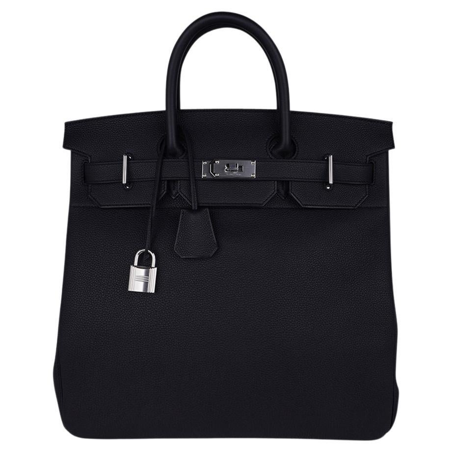 Hermes Hac Birkin 40 Bag Black Palladium Hardware Togo Leather