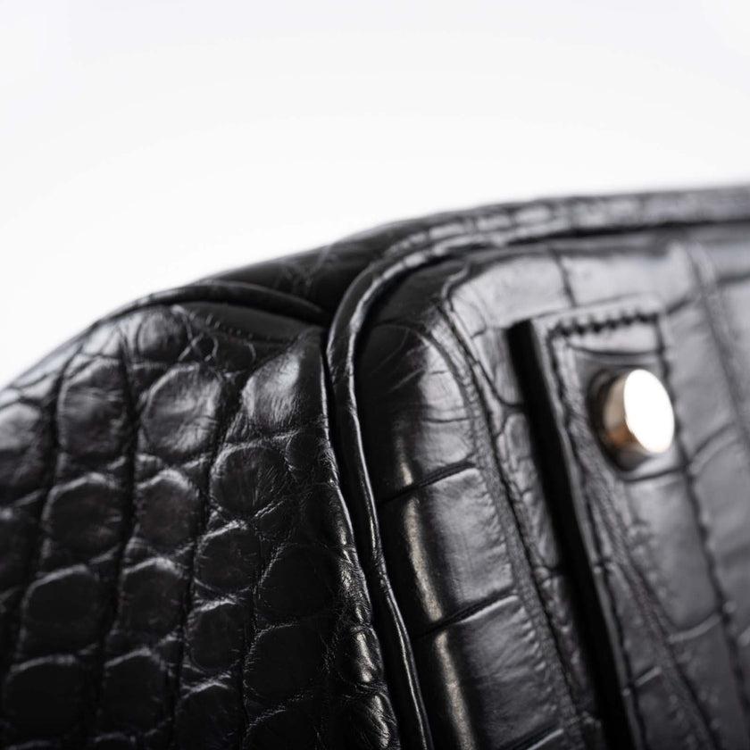 Hermès HAC Birkin 40 Black Matte Porosus Crocodile Palladium Hardware Bag 3