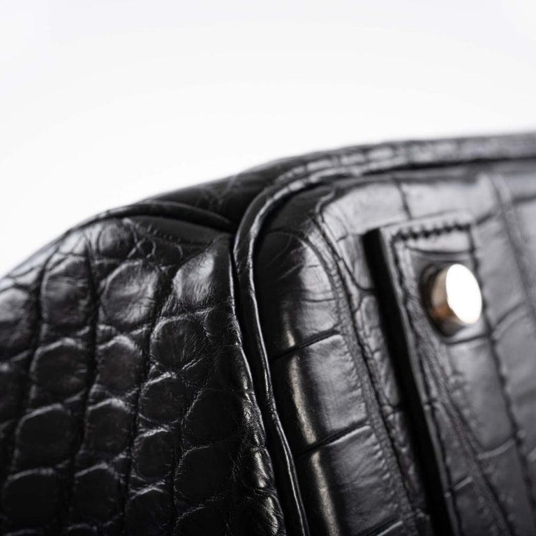 Hermès Black Matte Crocodile HAC Haut à Courroies Birkin 40