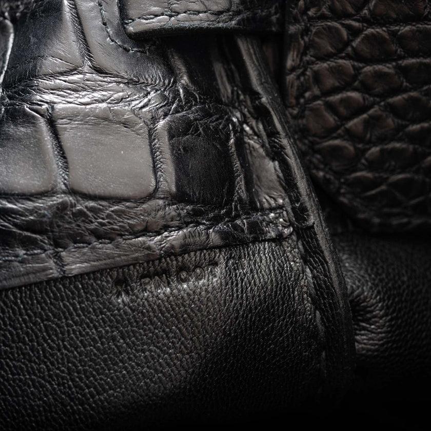 Hermès HAC Birkin 40 Black Matte Porosus Crocodile Palladium Hardware Bag 9