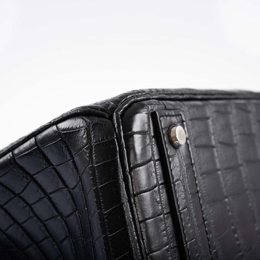 Hermès HAC Birkin 40 Black Matte Porosus Crocodile Palladium Hardware Bag 1