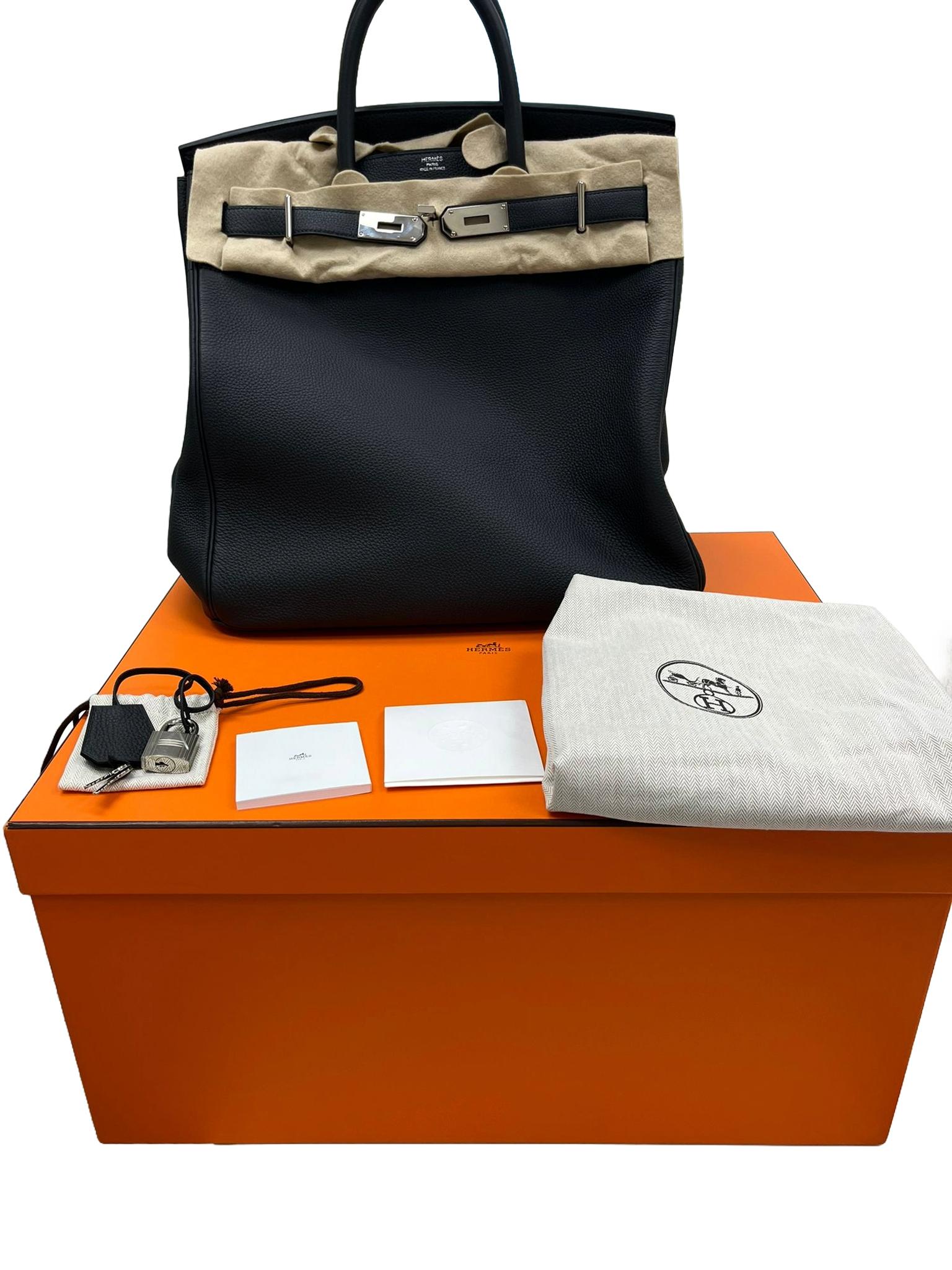 Hermes HAC Birkin 40 Noir Togo Leather with Palladium Hardware Bag 7