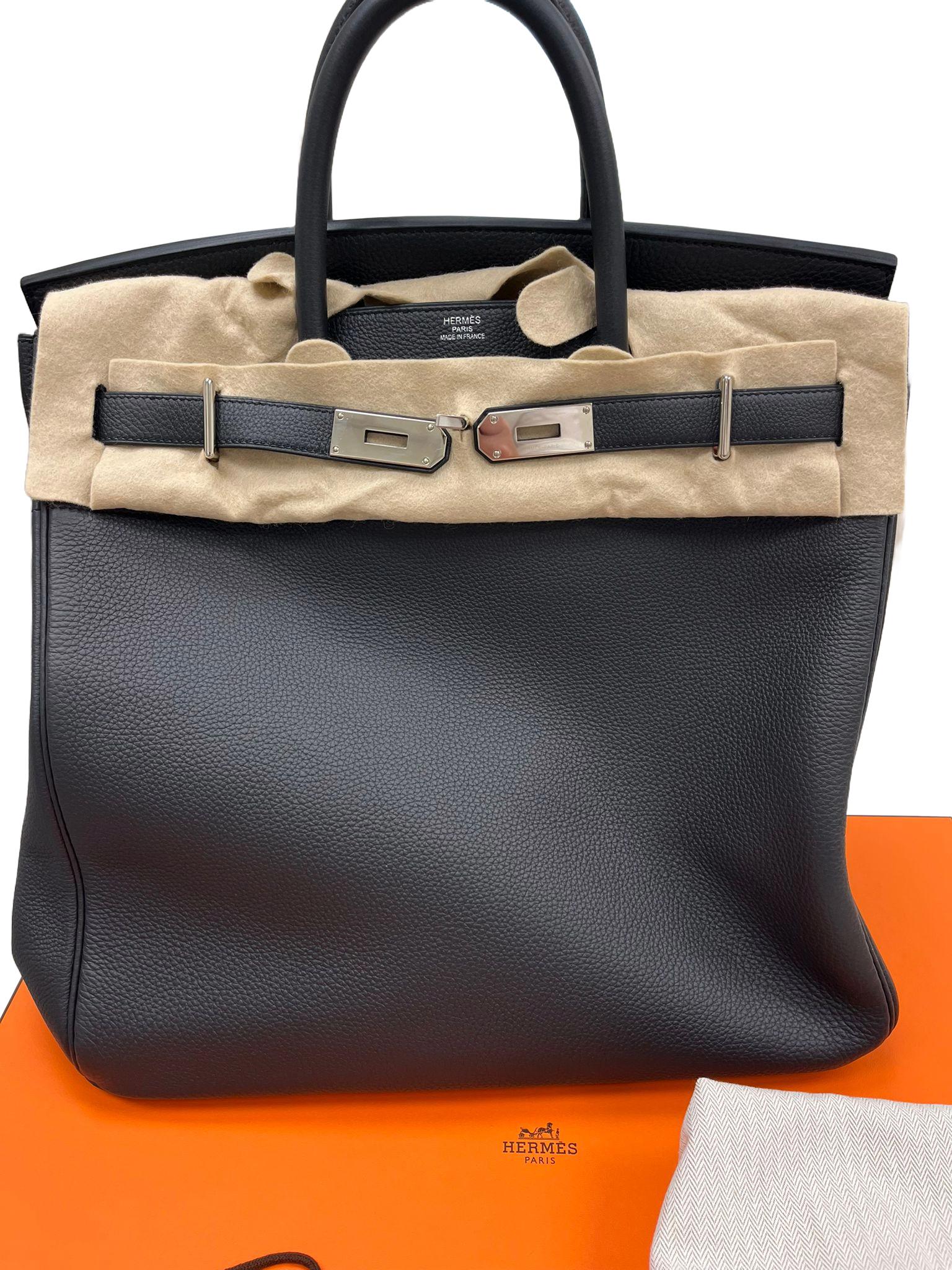 Hermes HAC Birkin 40 Noir Togo Leather with Palladium Hardware Bag 8