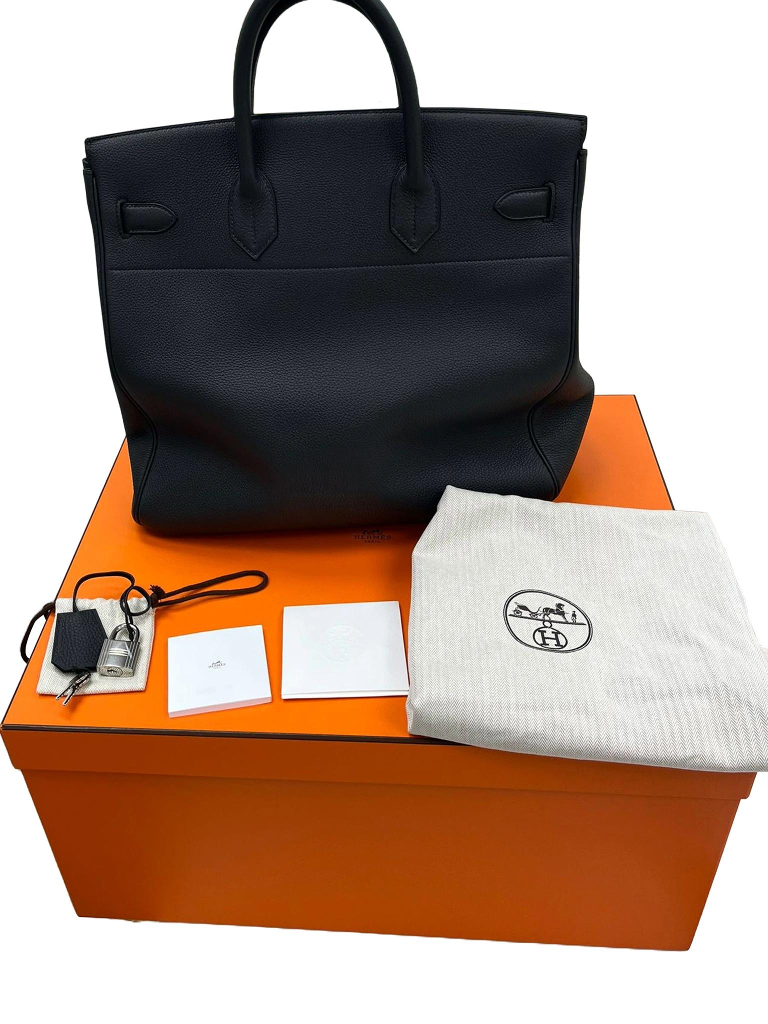 Hermes HAC Birkin 40 Noir Togo Leather with Palladium Hardware Bag 11