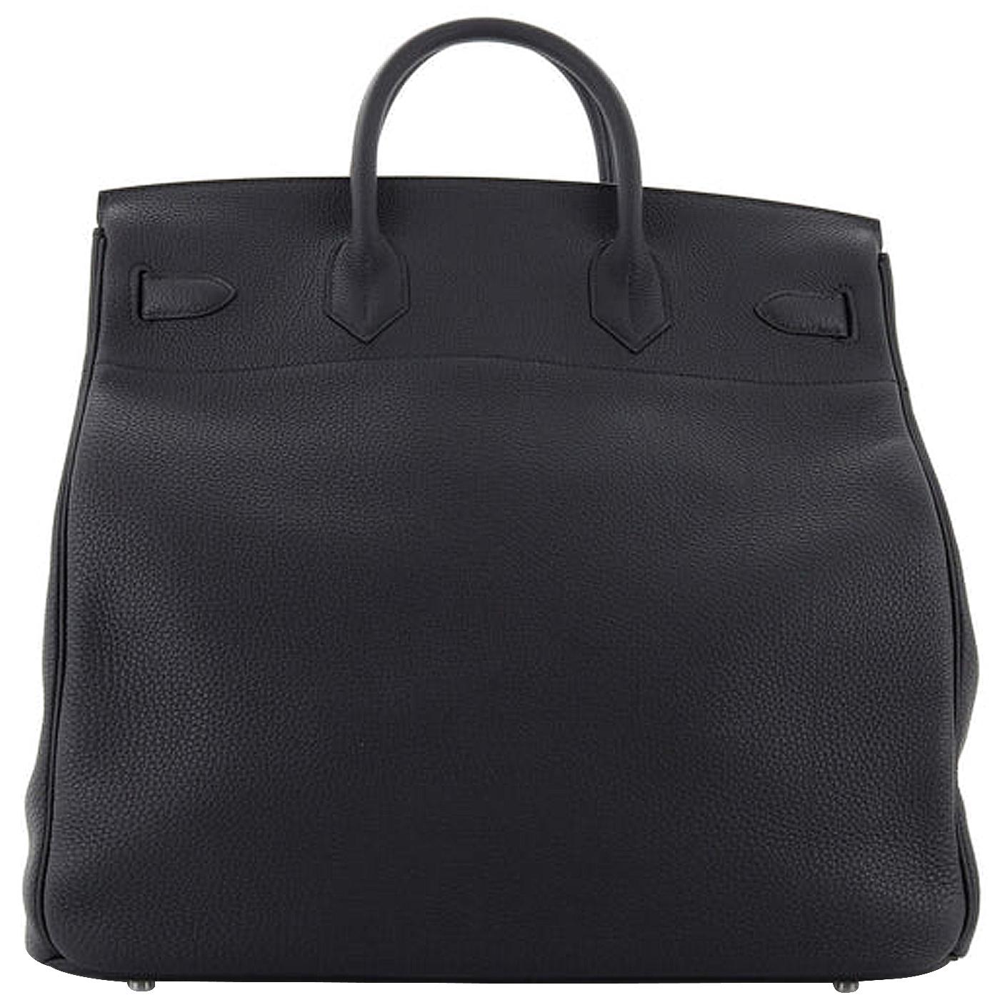 Hermes HAC Birkin 40 Noir Togo Leather with Palladium Hardware Bag In Excellent Condition In Aventura, FL