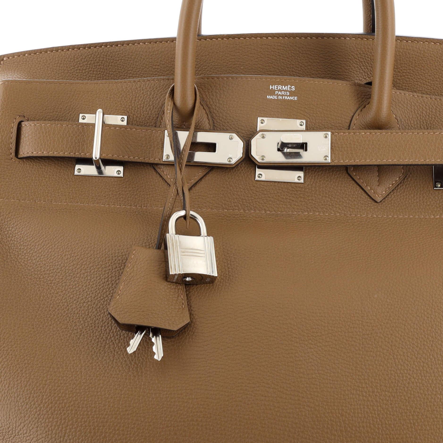 Hermes HAC Birkin Bag Alezan Togo with Palladium Hardware 40 For Sale 2