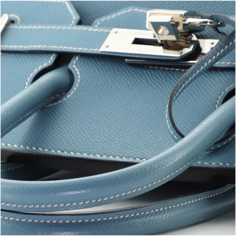 Hermes HAC Birkin Bag Bleu Jean Epsom with Palladium Hardware 32 6