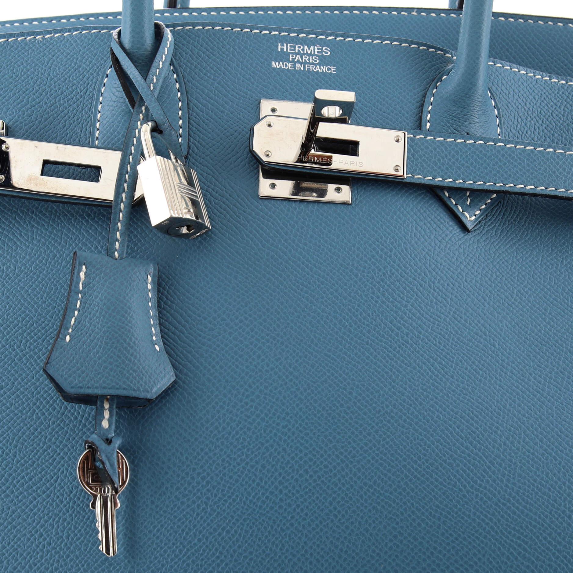 Hermes HAC Birkin Bag Bleu Jean Epsom with Palladium Hardware 32 1