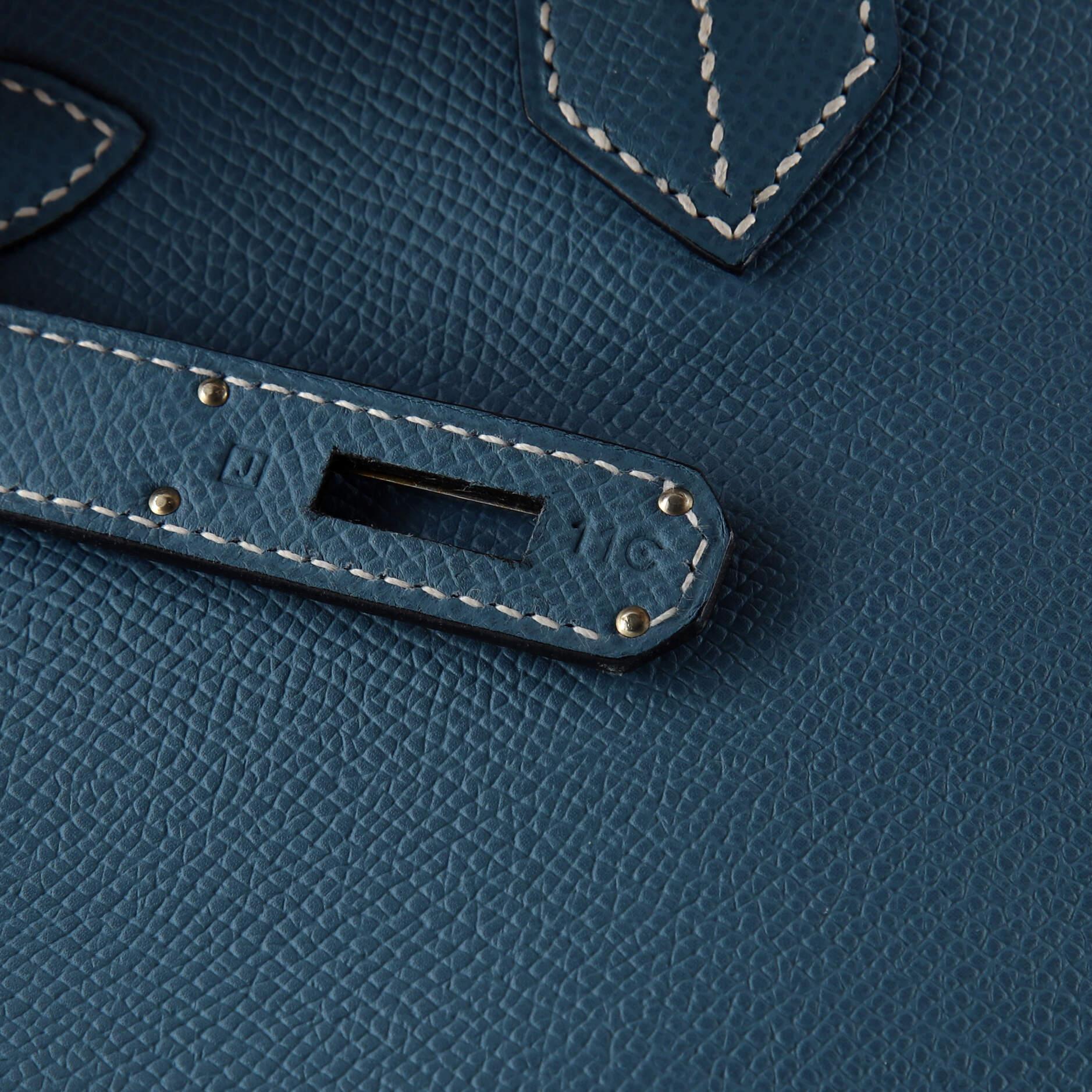 Hermes HAC Birkin Bag Bleu Jean Epsom with Palladium Hardware 32 2