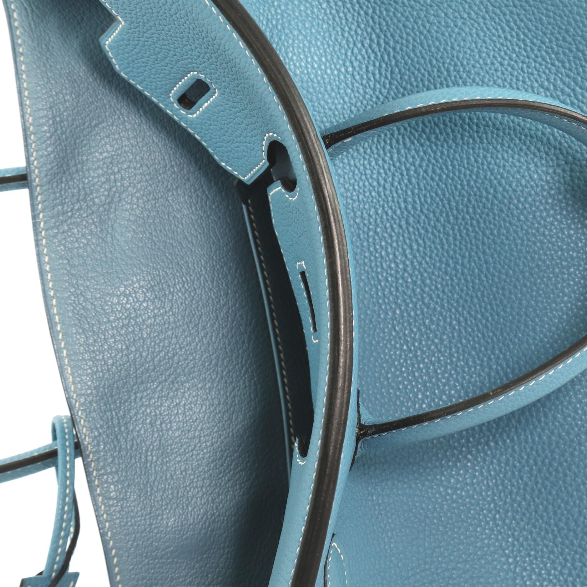Women's Hermes HAC Birkin Bag Bleu Jean Togo with Palladium Hardware 28