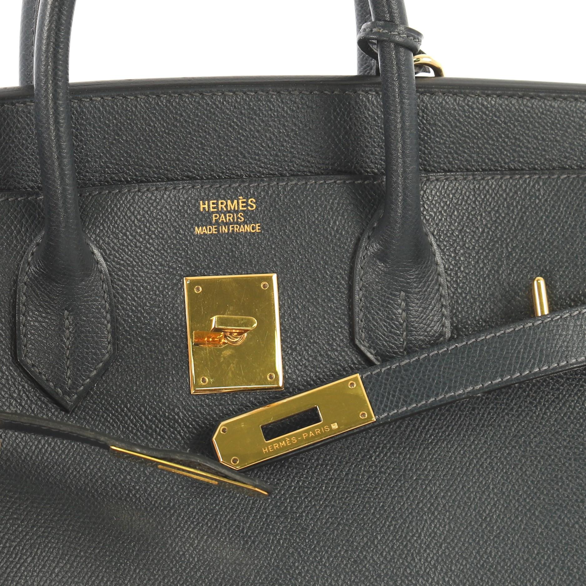 Hermes HAC Birkin Bag Bleu Marine Epsom with Gold Hardware 32 2