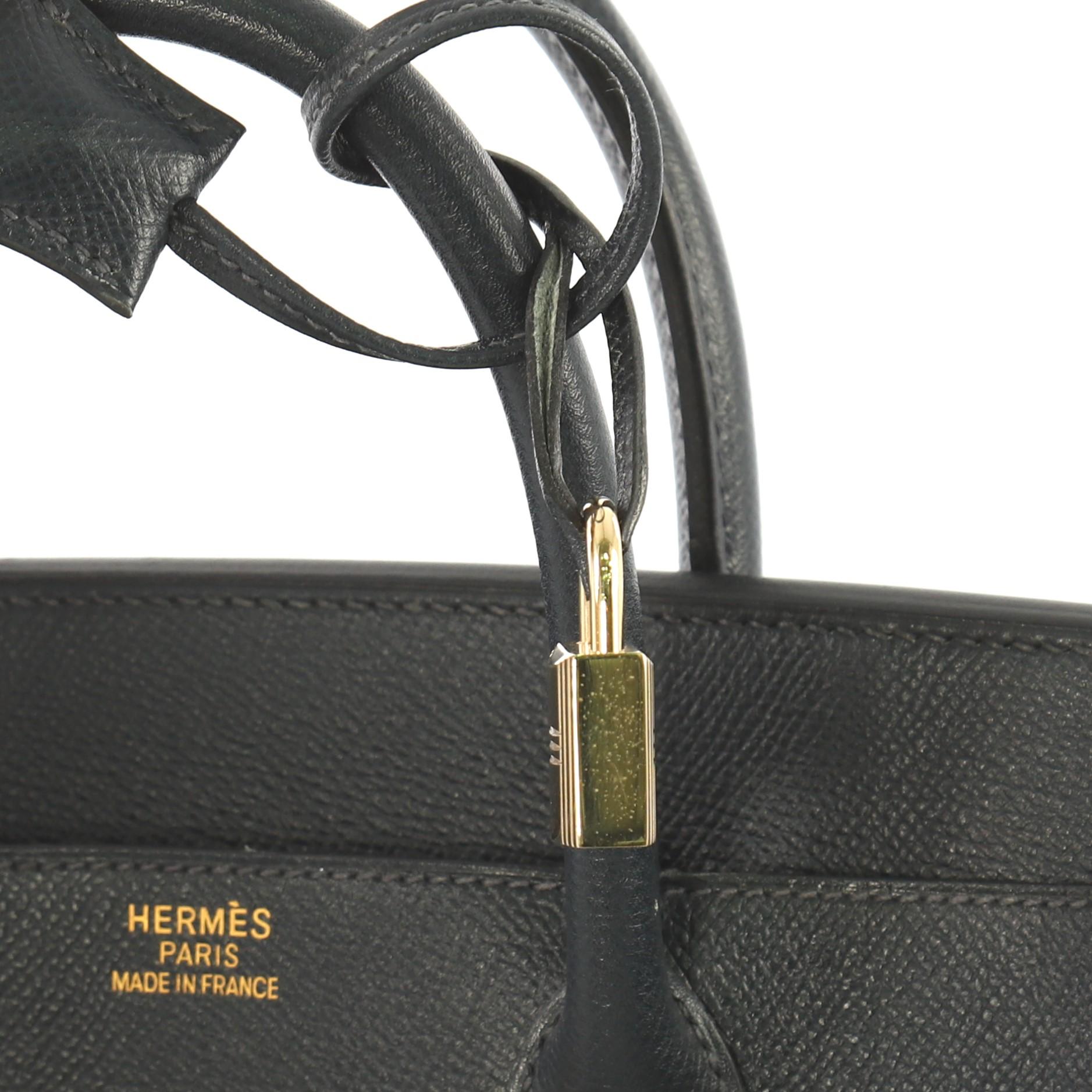 Hermes HAC Birkin Bag Bleu Marine Epsom with Gold Hardware 32 4