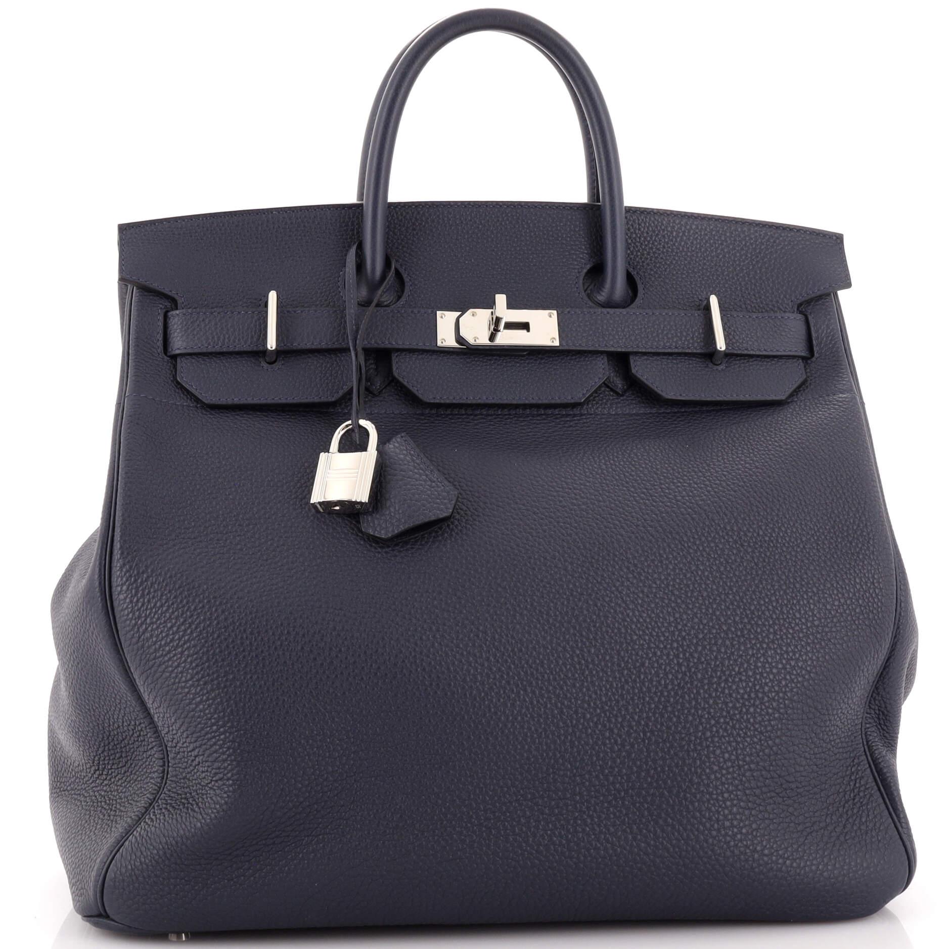 Hermes HAC Birkin Bag Bleu Nuit Togo with Palladium Hardware 40 In Good Condition In NY, NY