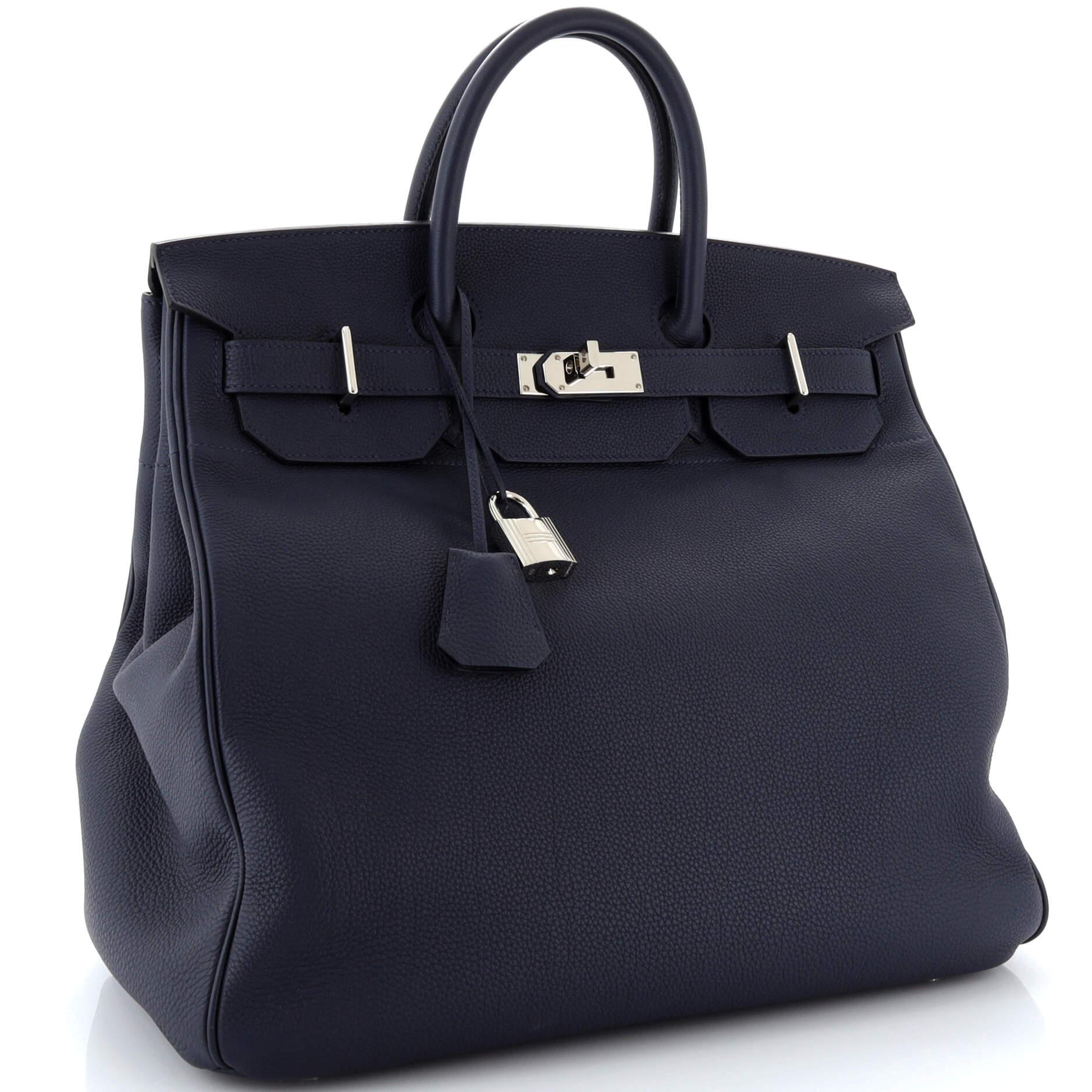 Hermes HAC Birkin Bag Bleu Nuit Togo with Palladium Hardware 40 In Good Condition In NY, NY