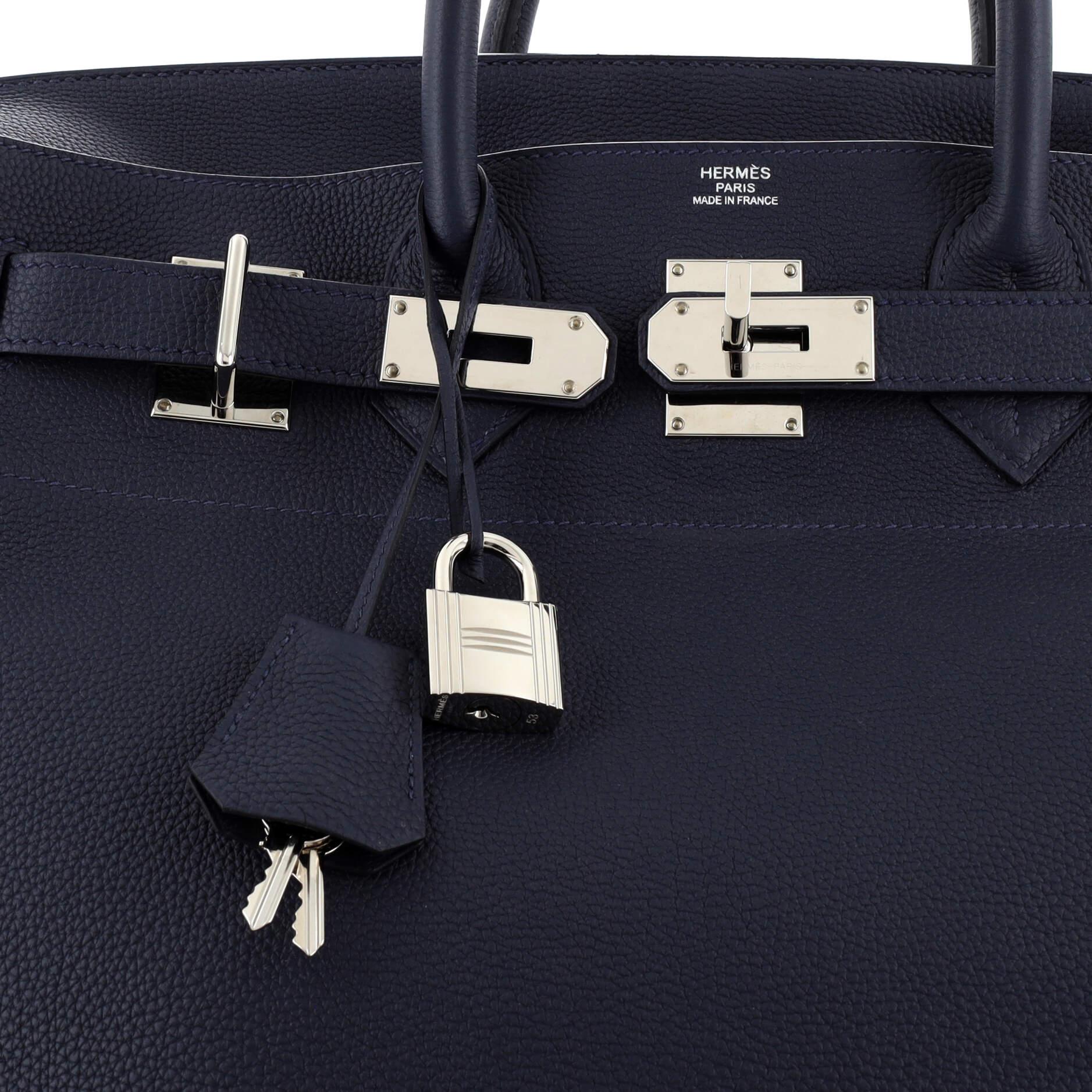 Hermes HAC Birkin Bag Bleu Nuit Togo with Palladium Hardware 40 3