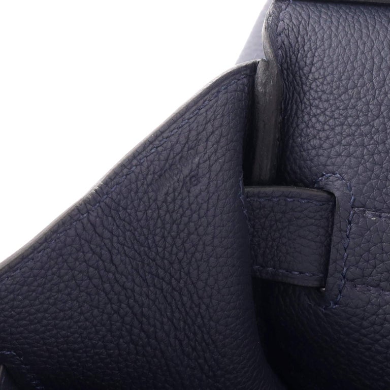 Hermes Bleu Nuit Togo Leather Palladium Hardware HAC Birkin 40 Bag Hermes