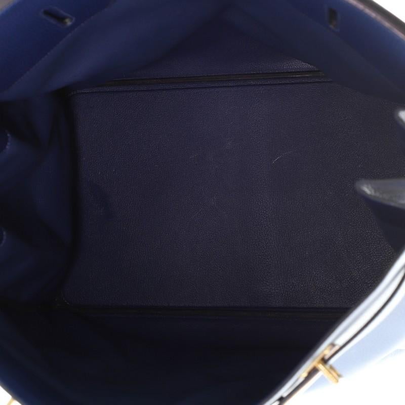Women's or Men's Hermes HAC Birkin Bag Bleu Saphir Ardennes With Gold Hardware 50 