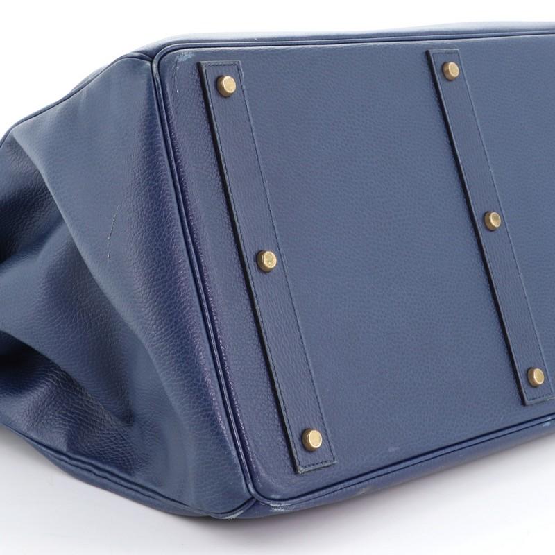 Hermes HAC Birkin Bag Bleu Saphir Ardennes With Gold Hardware 50  2