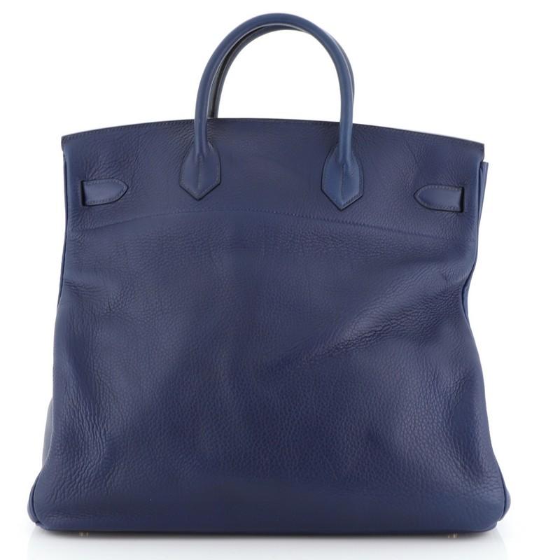 Purple Hermes HAC Birkin Bag Bleu Saphir Clemence with Gold Hardware 45