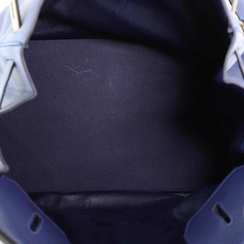 Purple Hermes HAC Birkin Bag Bleu Saphir Clemence with Gold Hardware 45
