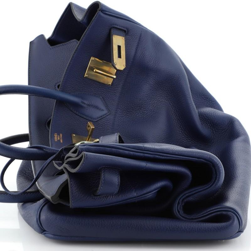 Hermes HAC Birkin Bag Bleu Saphir Clemence with Gold Hardware 45 2