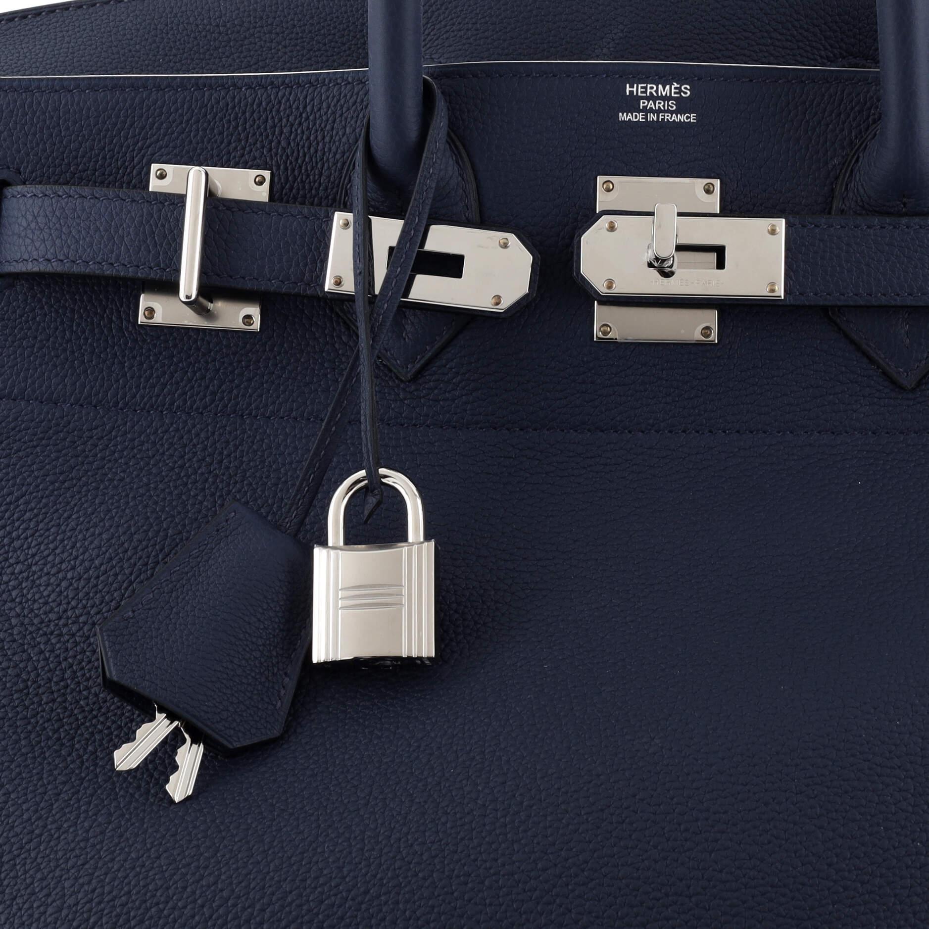 Hermes HAC Birkin Bag Bleu Saphir Togo with Palladium Hardware 40 3