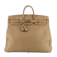 Hermes HAC Birkin Bag Brown Clemence with Gold Hardware 50