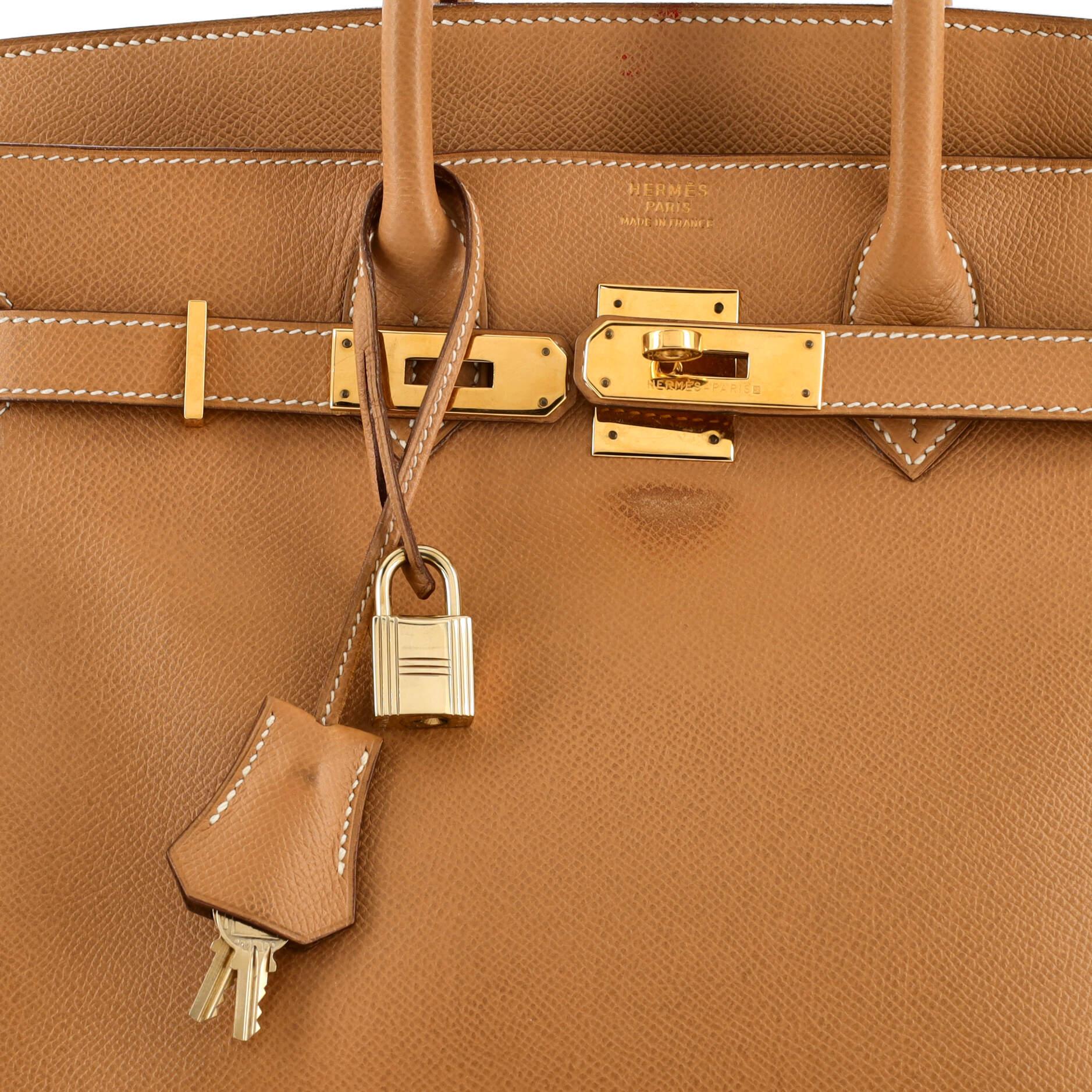 Hermès Sac Birkin HAC Courchevel marron avec quincaillerie dorée 32 2